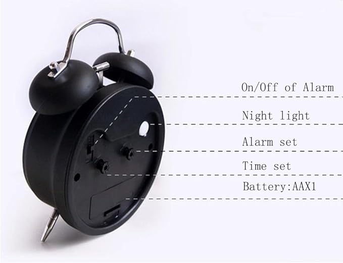 RELOJ DESPERT. C/CAMPANA NEGRO 9,5CM 