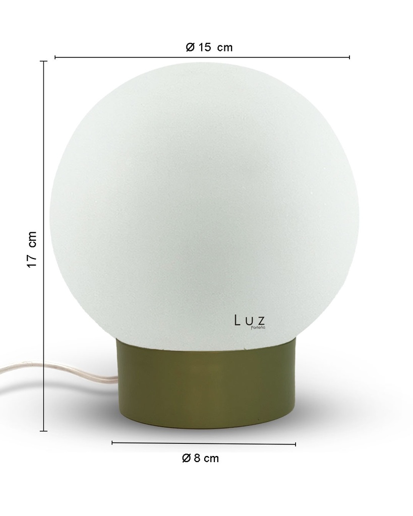 Lámparas Globo Vidrio 15Ø Mod: 8x15 Base Metal Color