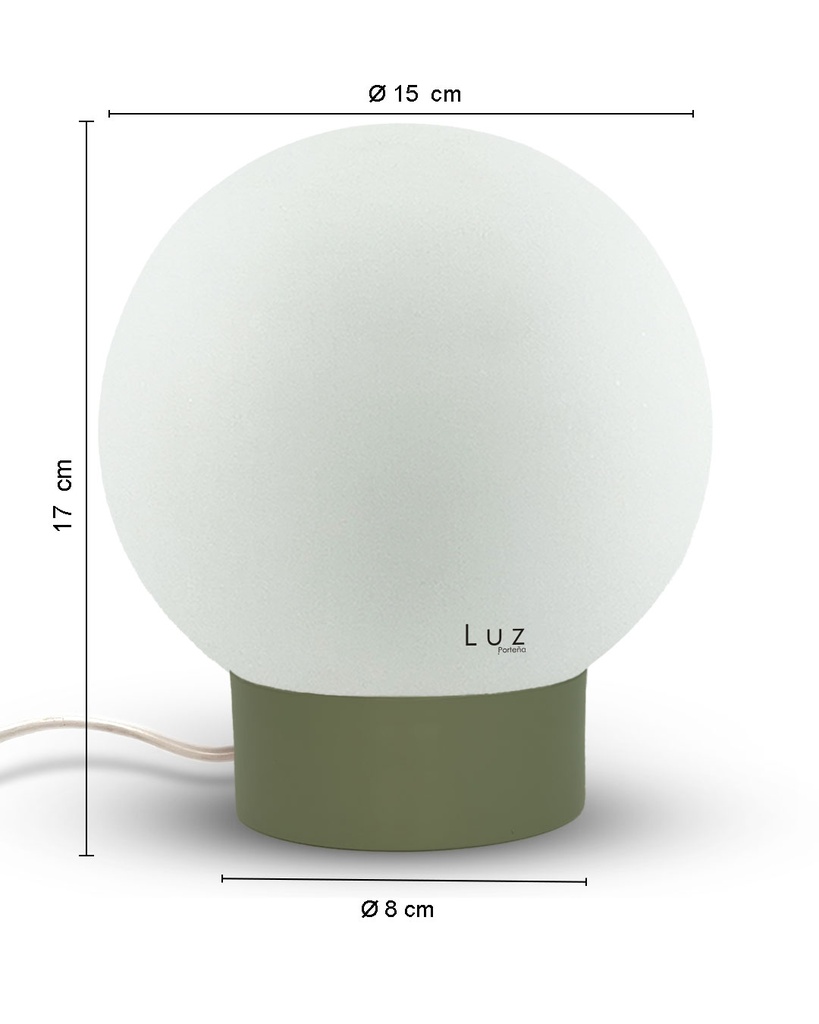 Lámparas Globo Vidrio 15Ø Mod: 8x15 Base Metal Color