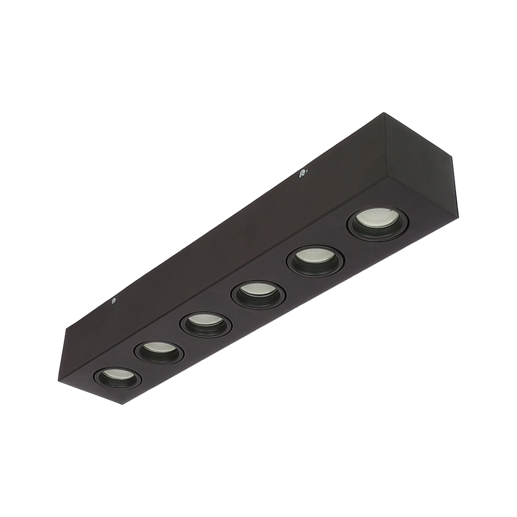 [691-1025-NE] Plafón Dicro Cardanico Rectangular 6 Luces Led Negro