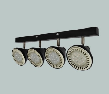 Listón 1 Metro con  4 Spots Ar111 Led Color Negro