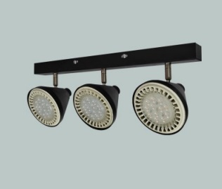 [691-245/C15-1M3L-NE] Listón 1 Metro Con 3 Spots Ar111 Led Color Negro