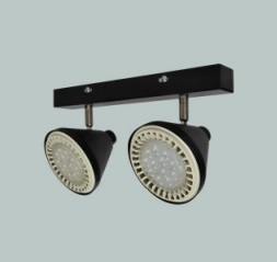 [691-240/C15-2L-NE] Listón Con 2 Spots Ar111 Led Color Negro