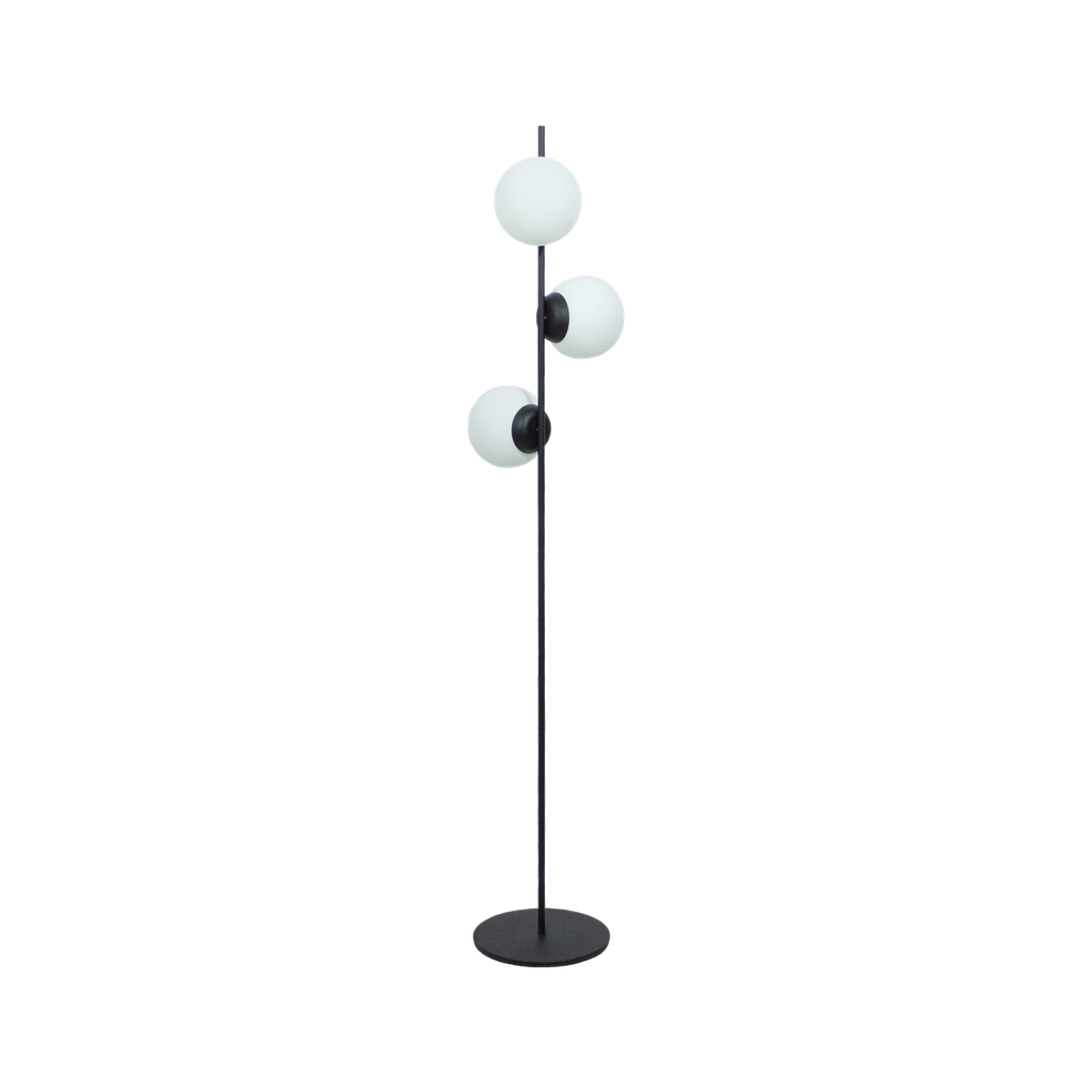 Lámpara de Pie 3 Globos Ø15cm Color Negra Base Redonda