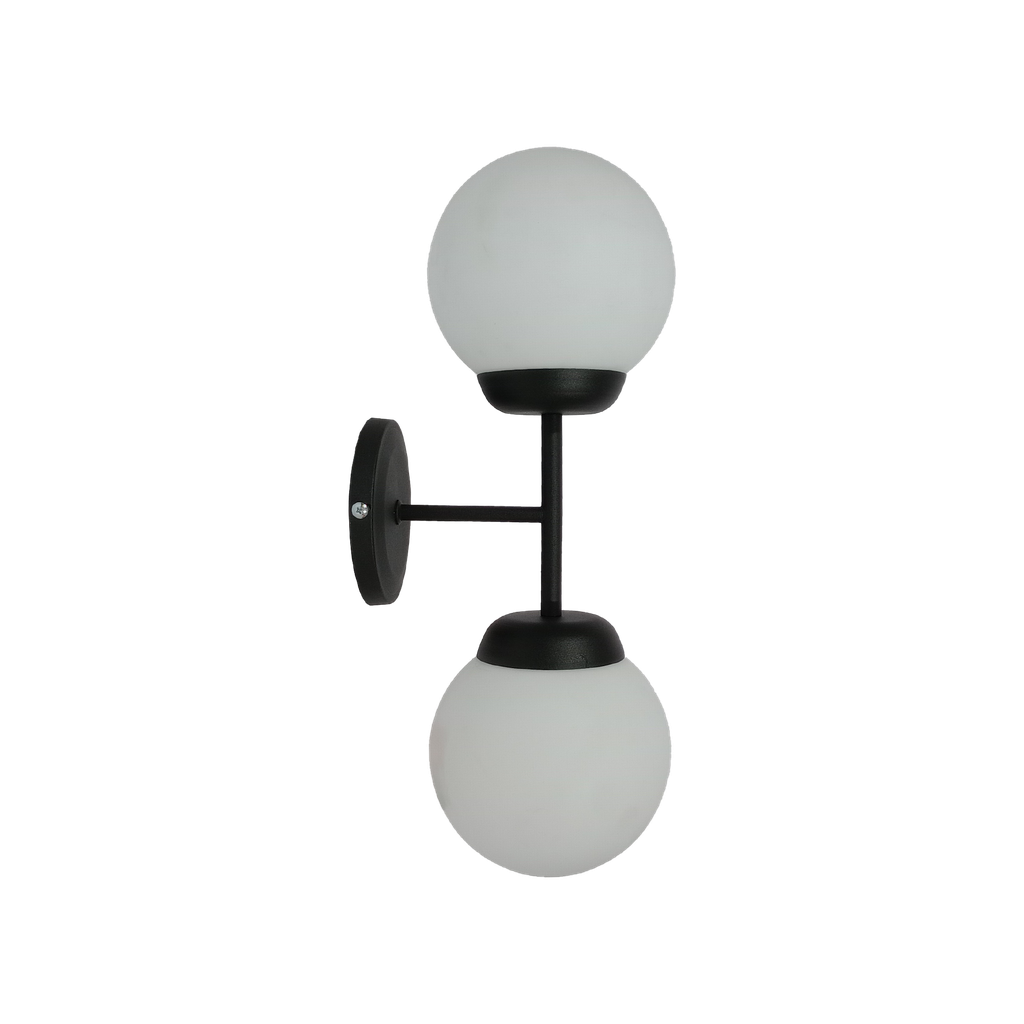 [691-AP105-NE] Lámpara Aplique 2 Globos Ø15 Negro E27