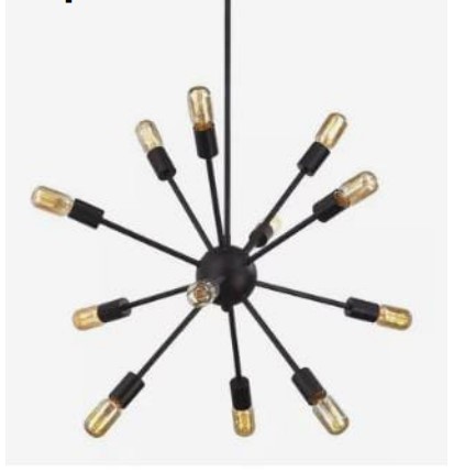 Lámpara Colgante Explosión 12 Luces Negra
