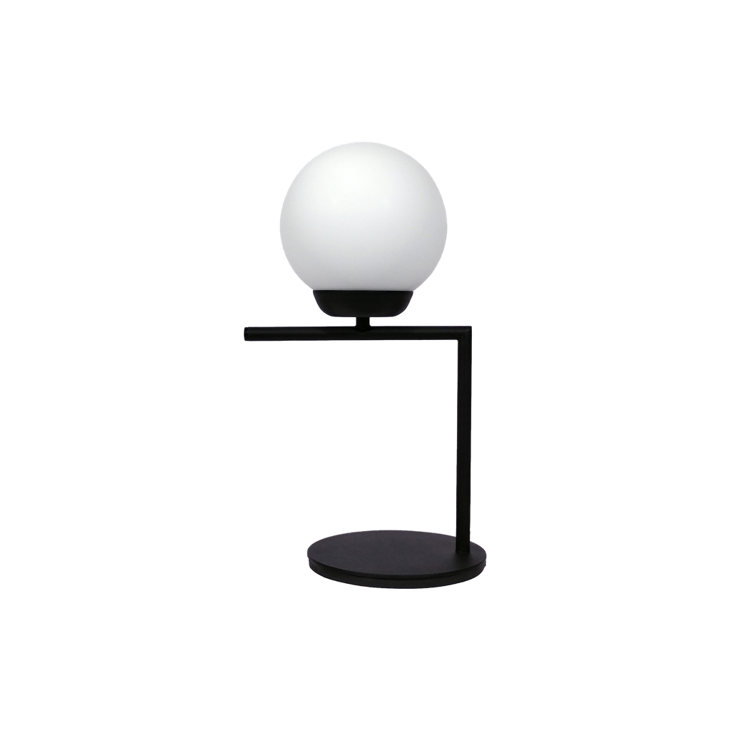 [691-LM-15-NE] Lámpara Mesa Globo 15 Opal 90º Negro