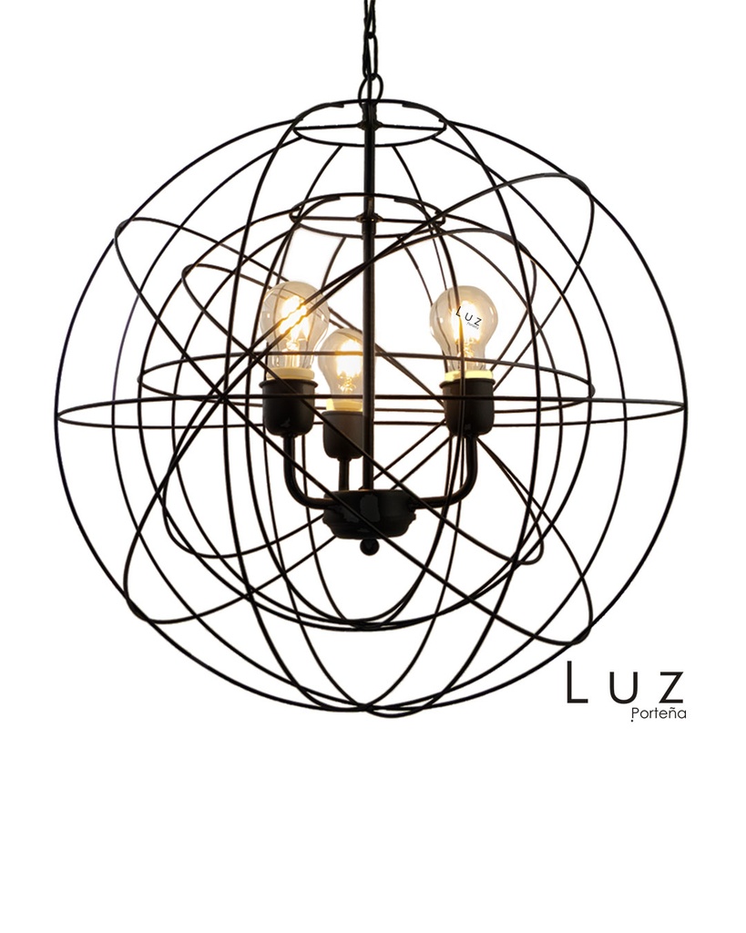 Lampara Colgante Átomo Doble Ø50 Negro