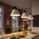 Lámpara Colgante Campana Nórdica 30cm Blanca con Detalles Negros