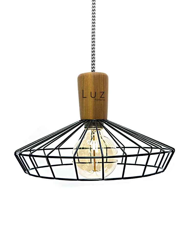 [LP-LC20D32-TEX] Lampara Colgante Jaula Diamante 32 Negro