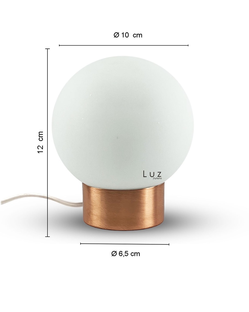 Lámpara Globo Porteño 10Ø Hierro Mod: 6X10 Base Colores Metal Mate