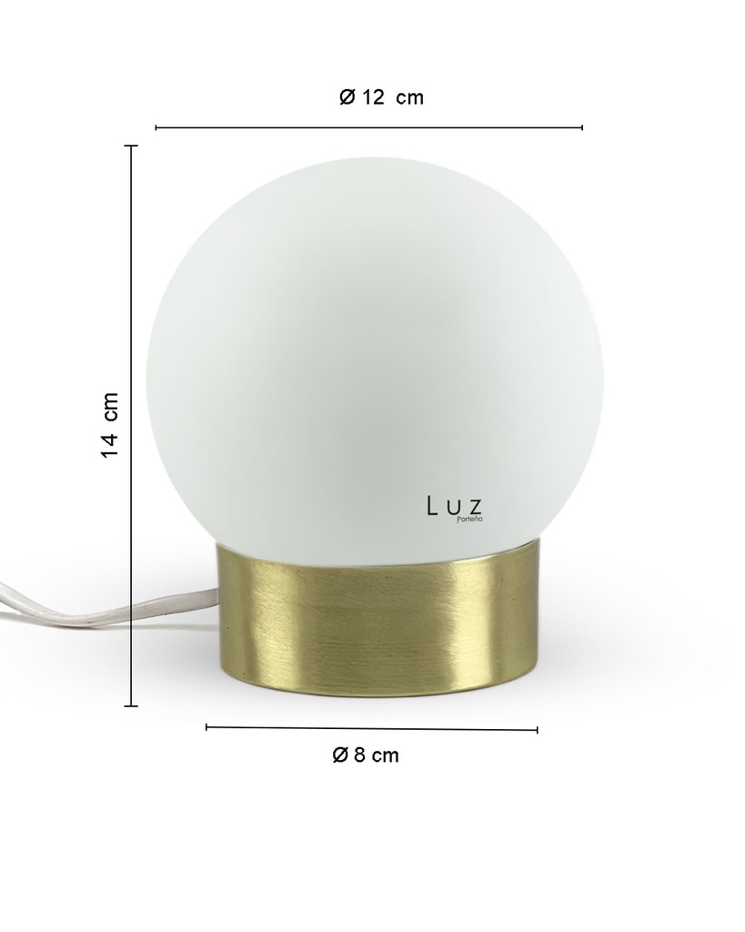 Lámpara Globo Porteño 12Ø Hierro Mod: 8X12 Base Colores Metal Mate