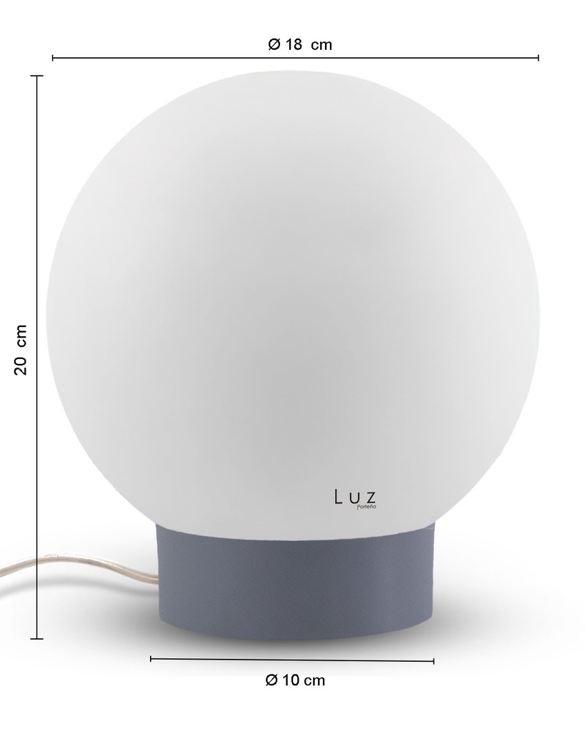 [LP-LMGH10X18OS-08] Lámpara Globo Porteño 18Ø Hierro Mod:10X18 Base Colores Varios (Gris)