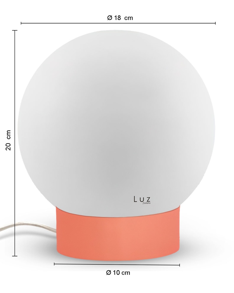 Lámpara Globo Porteño 18Ø Hierro Mod:10X18 Base Colores Varios