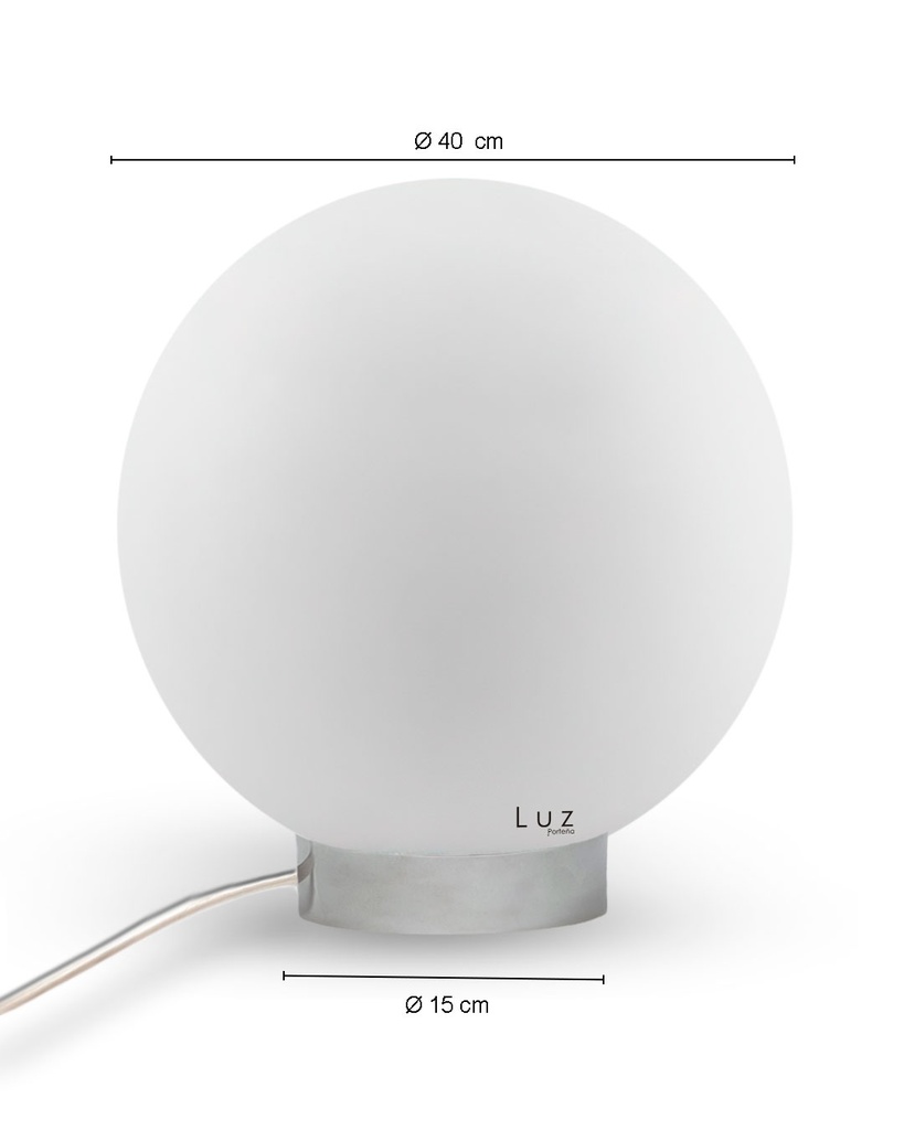 Lámpara Globo Porteño 40Ø Hierro Mod:15X40 Base Colores Metal Mate