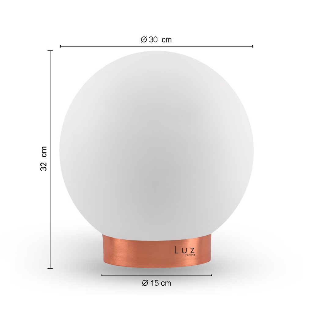 Lámpara Globo Porteño 30Ø Hierro Mod:15X30 Base Colores Metal Mate
