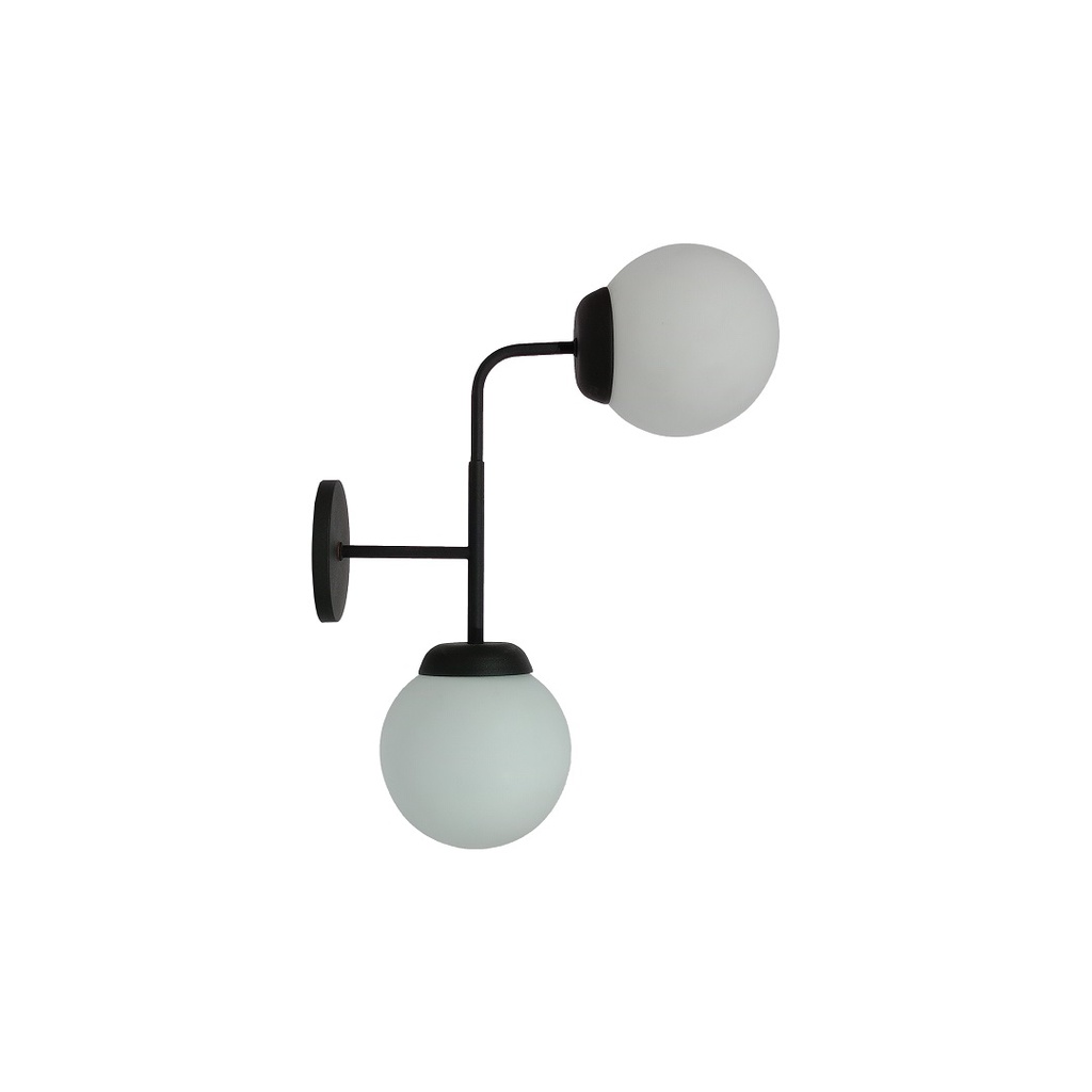 [691-AP107-NTX] Lámpara Aplique 2 Globos Ø15 E27 (Negro-Micro)