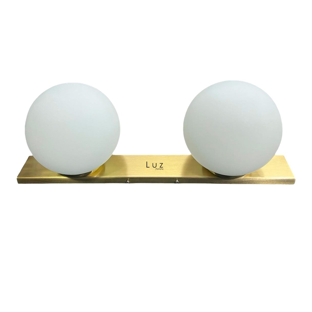 [LP-AP2G15B6X45X1.5-15] Aplique Globo 15Cm Base Extra Chata 2 Luces Opal Pared/Techo (Bronce Mate)