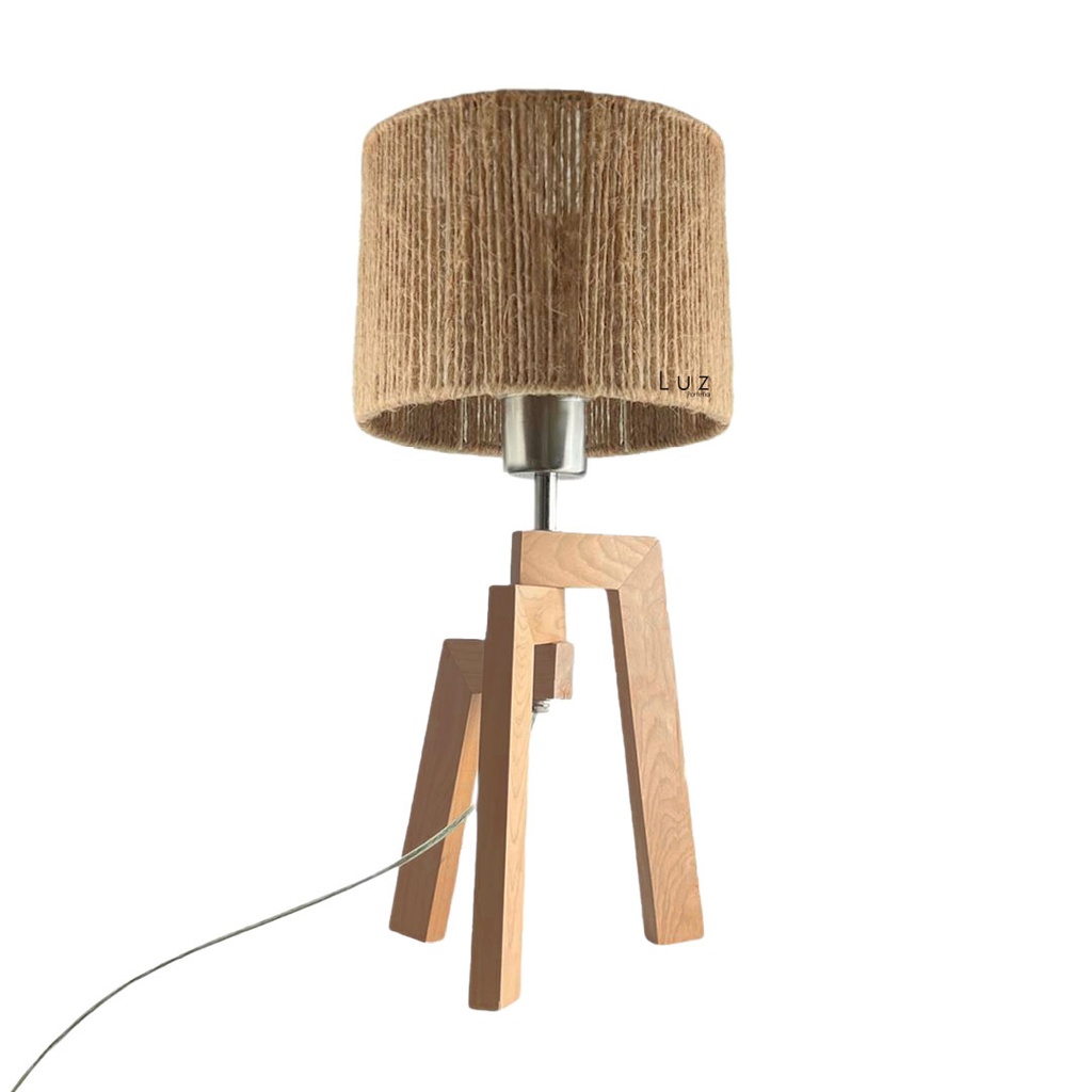 Lámpara Trípode de Mesa Nórdico Madera Con Pantalla 20Cm Ø