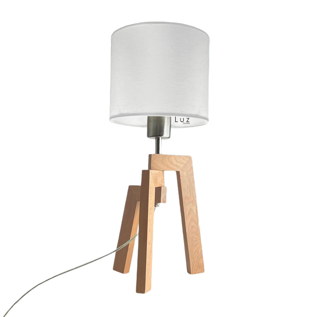 Lámpara Trípode de Mesa Nórdico Madera Con Pantalla 20Cm Ø