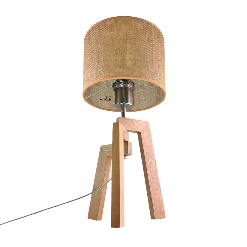 Lámpara Trípode de Mesa Nórdico Madera Con Pantalla 20Cm Ø
