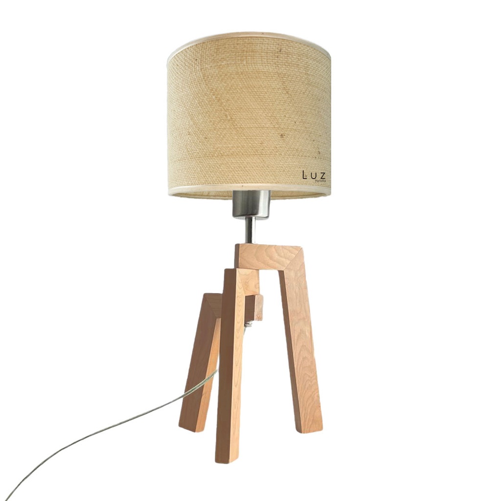 Lámpara Trípode de Mesa Nórdico Madera Con Pantalla 20Cm Ø