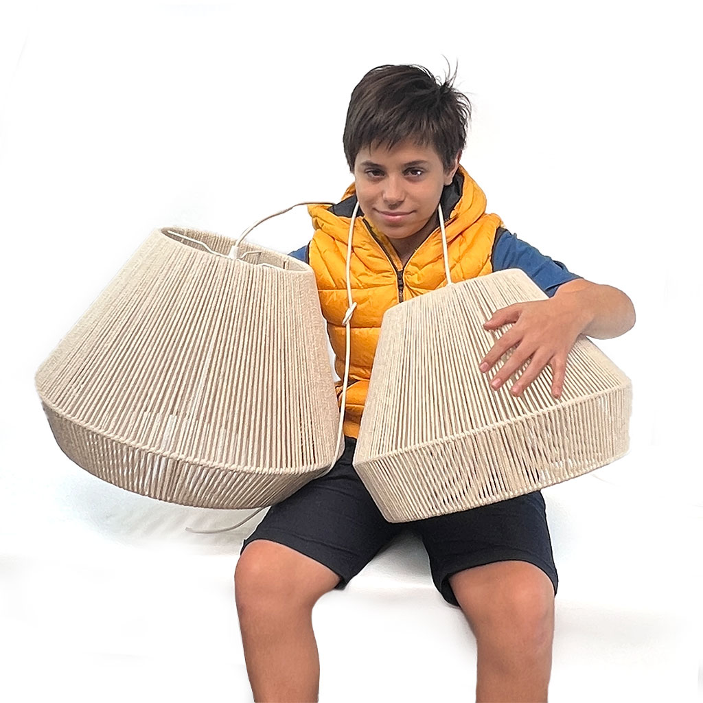 [LP-LCD140-CO.N] Lámpara Colgante Diamante de Cordón Algodón Natural (40 Cm Diámetro)