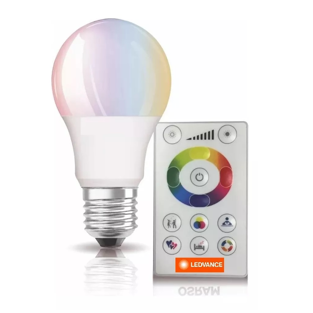 [666-554-2444RGB] Lámpara Led 8W A60 E27 W C/Control Remoto Calida Rgb Ledvance