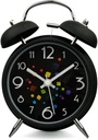 RELOJ DESPERTADOR ANALOGICO CON CAMPANA Y LUCES COLOR NEGRO 9,5CM 