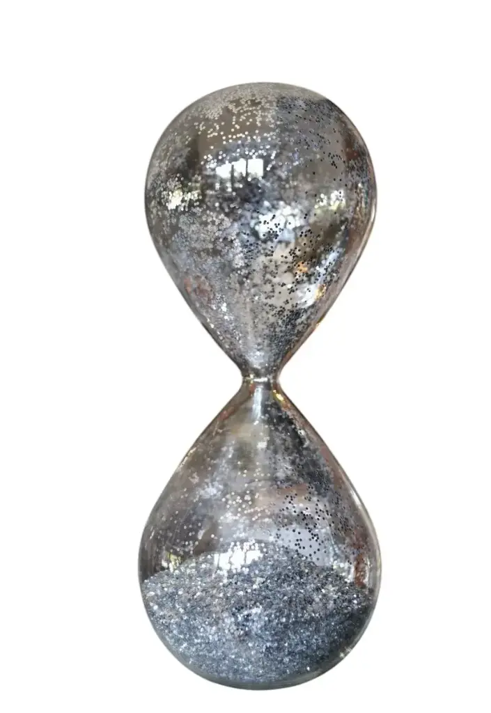 Reloj de Arena Negra Glitter Plateado 25 X 9 Cm
