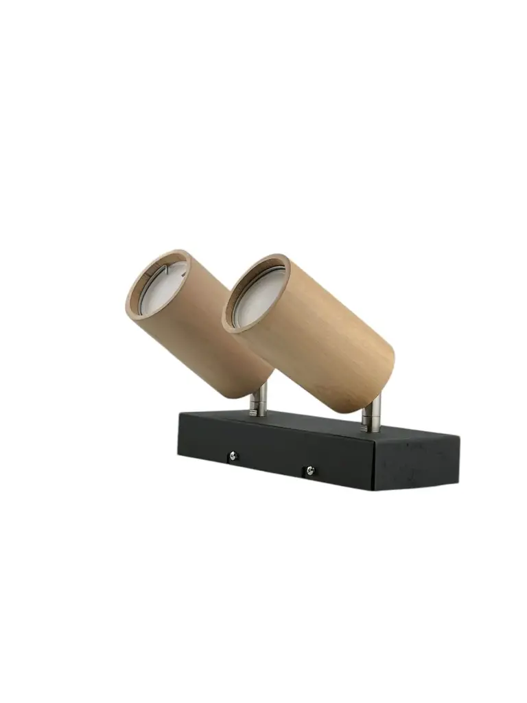 APLIQUE PARED/TECHO 2LUCES LED  SPOT RECTO MADERA GU10 