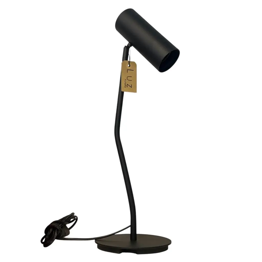 Lámpara Mesa Oliva Cabezal Movil Spot Dicro Negro