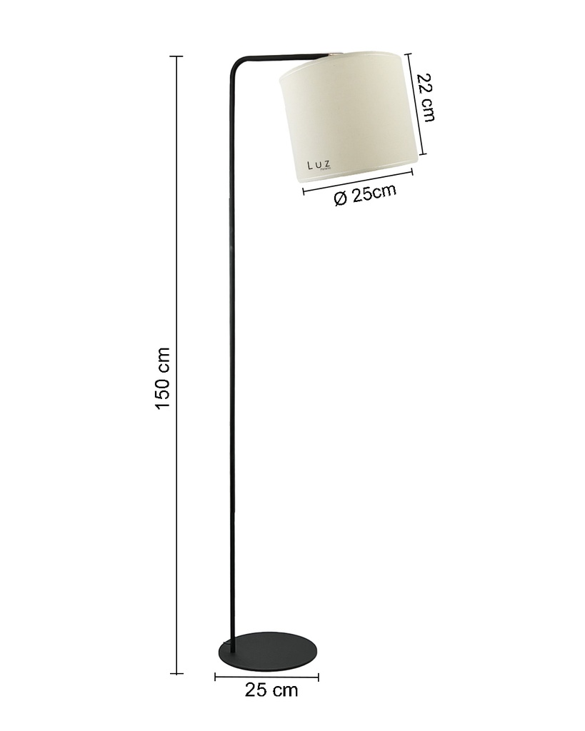 Lámpara de Pie Homero Con Brazo Movil Terminacion Platil O Cromo  Y Pantalla Lienzo Natural 