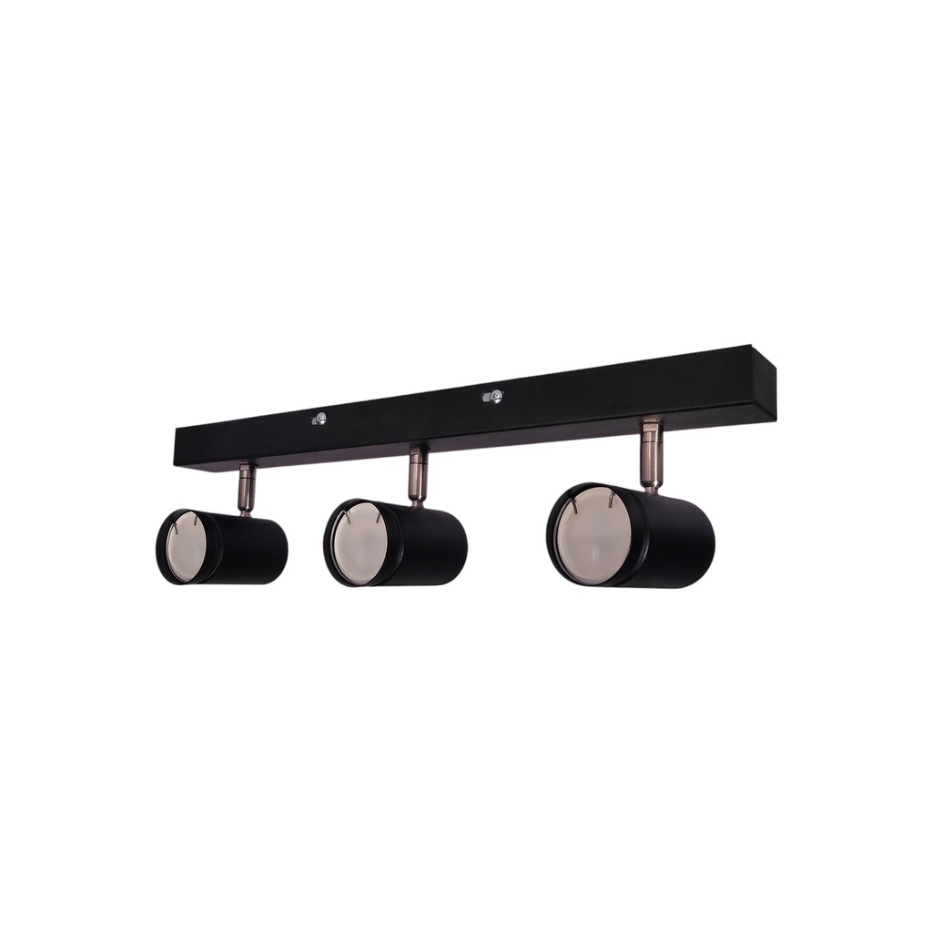 [691-241/C10-60CM-NE] Aplique Listón 60Cm (6500X4,2 H3Cm) P/3L C/3 Spot C-10 (Negro-Micro)