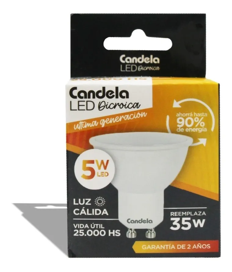 [666-2754A] Dicroica Eco Led 5W Gu10 Luz Calida Candela