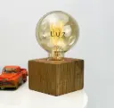 Lámpara Velador Globo Madera 9x7   Globo C/Lamparita Vintage