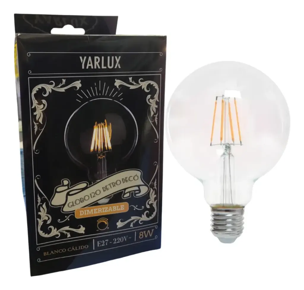 [666-682-2410] Lámpara Globo Retro Decó Led G95 8w Dimerizable Yarlux