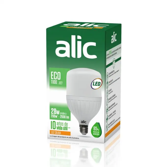 Lámpara T100 ECO LED 28W LC E27 Luz Calida 2800K Alic (copia)