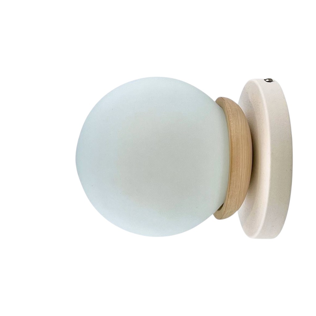 [LP-AP1G12MH-OS39] Aplique Globo 12Cm 1 Luz E27 Madera Lenga (Opal Satinado)