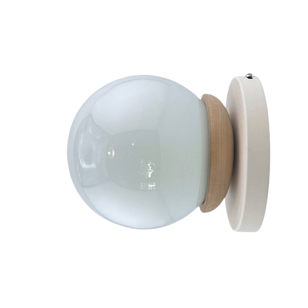 Aplique Globo 12Cm 1 Luz E27 Madera Lenga
