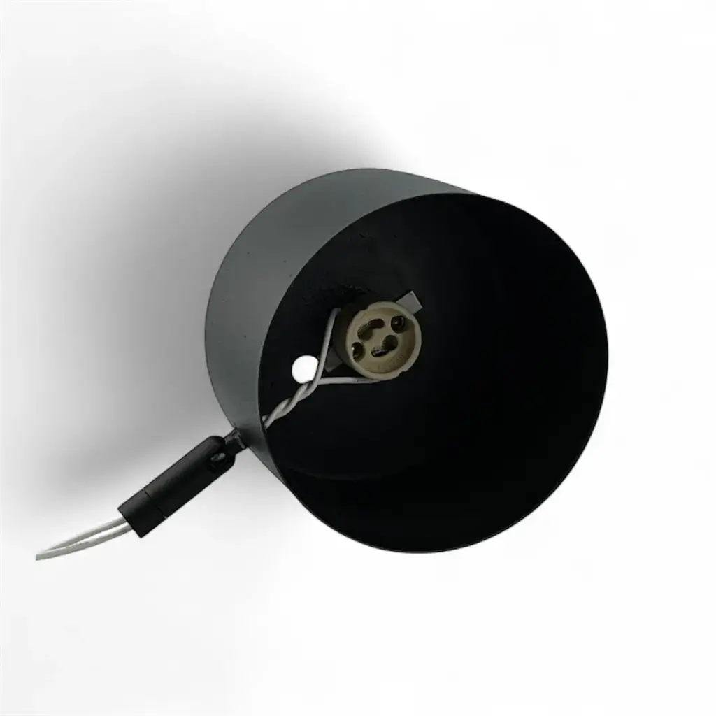 [722-296-25] Tacho Cabezal de Aplicar Techo Pared O Riel Cilindrico 11,5X7,5Cm Mov. Universal  Ar-111 Negro Tex