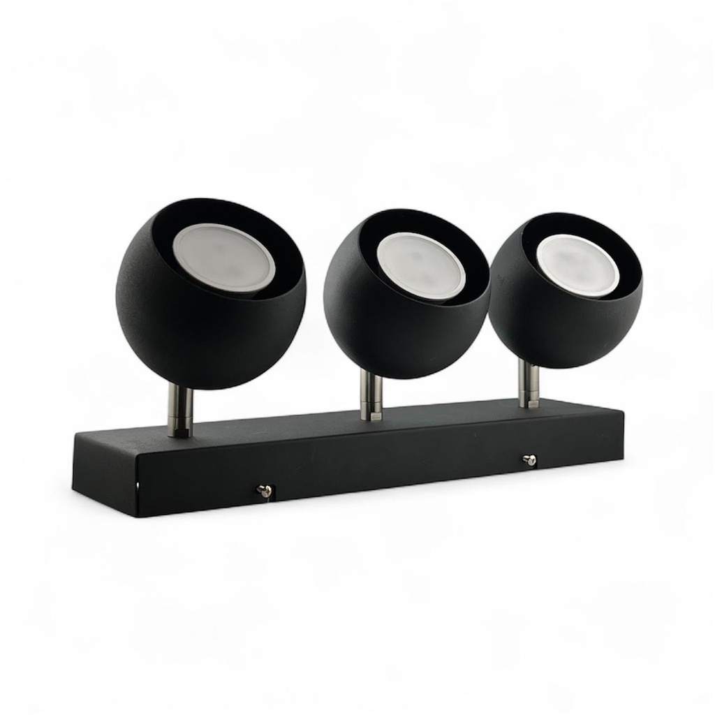 Lámpara Aplique 3 Bochas Luces Led Gu10  (Negro Micro.)