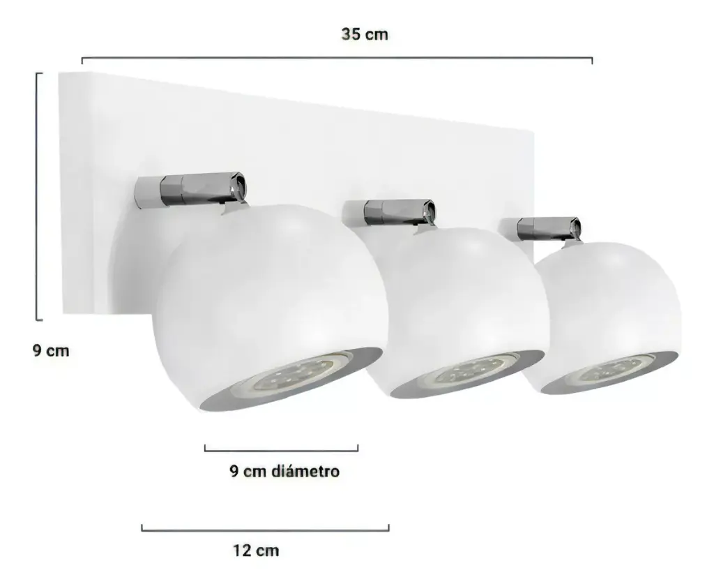 Lámpara Aplique 3 Bochas Luces Led Gu10 