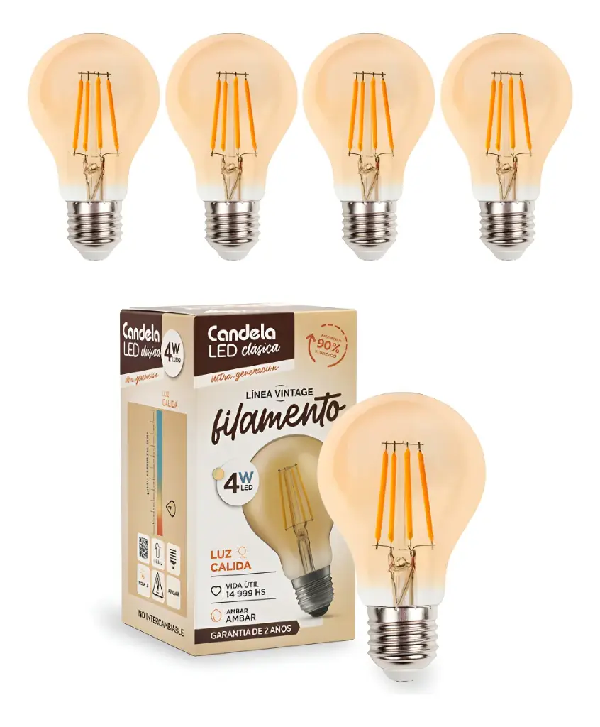 [666-C2403] Lámpara Led Bulbo A60 4w E27 Vintage Luz Cálida Candela