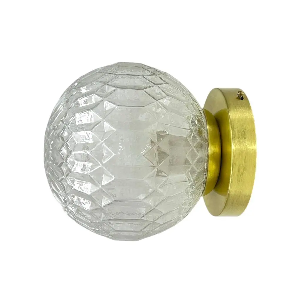 Aplique Globo 15Cm 1 Luz Transparente Vintage S/C Pared/Techo Metal