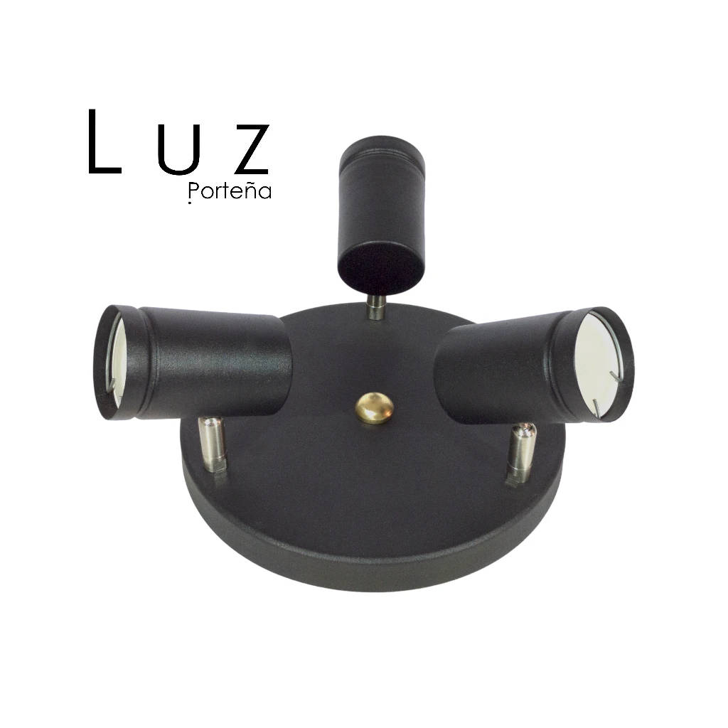 [691-250/3XC10-NE] Plafón Redondo Dicro Spot 3 Luces GU-10 (Negro-Micro)