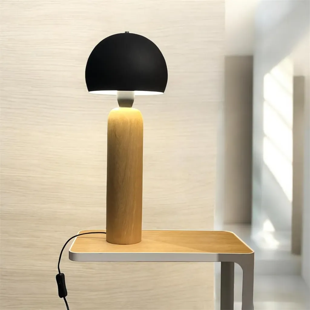 Lámpara de Mesa Bala 40cm Madera kokeshi