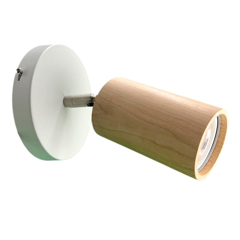 Lámpara Aplique Spot Madera Movil 1 Luz Led Dicro Gu10 Niquel Base Hierro