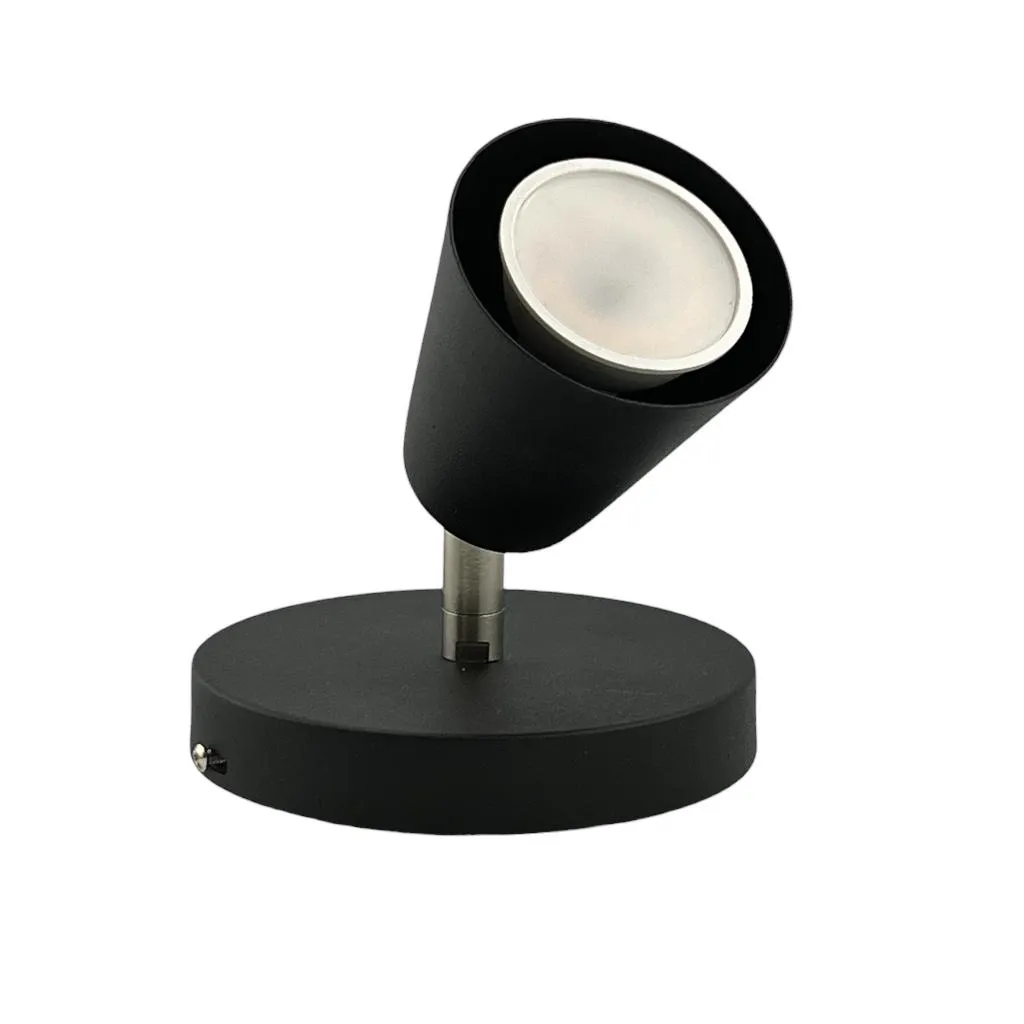 [LP-AP1-BR12CON7X7-30] Aplique Spot Móvil Dicro 1 Luz Cono Negro Microtexturado - Pared o Techo