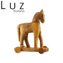 Caballo de Troya Decorativo Vintage de Madera Natural 18x24 cm